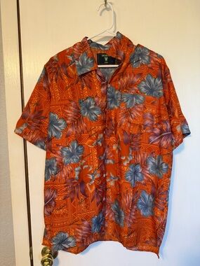 The Limited Orange Hawaiian Floral Button-Down Shirt